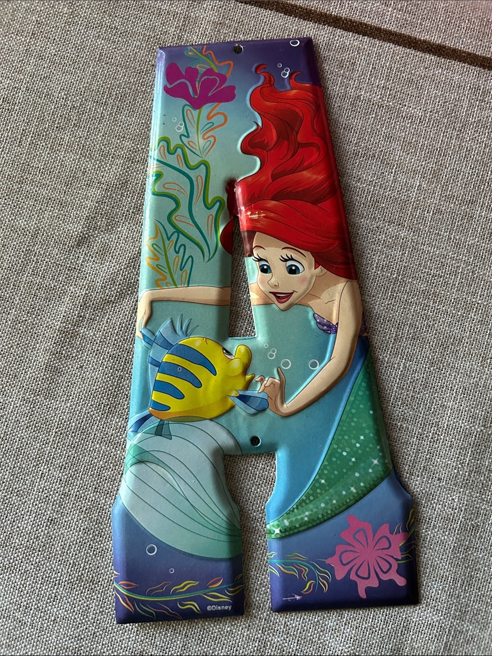 Disney Ariel Red & Aqua Letter A Wall Decor